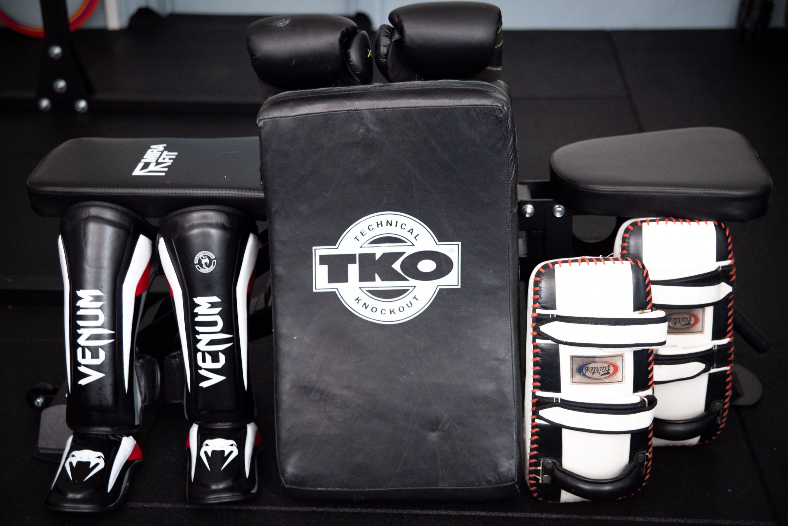 Boxing and pad work in the studio